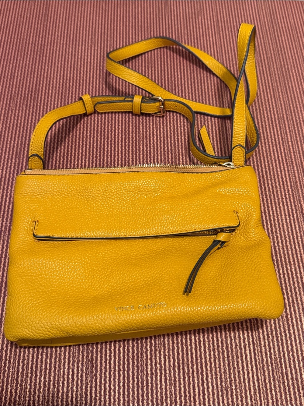Vince Camuto Yellow Pebbled Leather Crossbody
